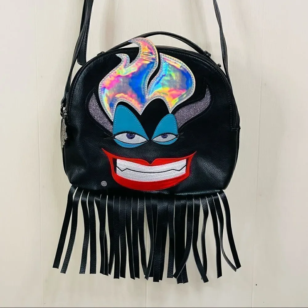 HTF - Danielle Nicole Disney Fringed Holographic Ursula Crossbody Bag - Picture 2 of 10